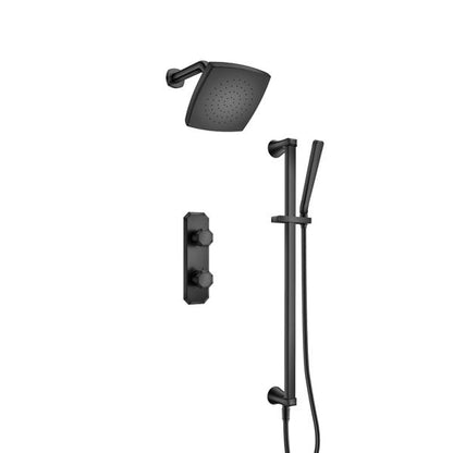 Flusso - Two Output Shower Set With Shower Head, Hand Held And Slide Bar