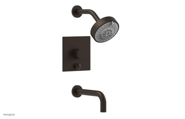 Phylrich - Basic II Pressure Balance Tub/Shower Set Trim Only Square Plate Knurled Handle