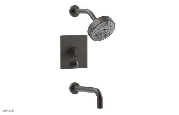 Phylrich - Basic II Pressure Balance Tub/Shower Set Trim Only Square Plate Knurled Handle