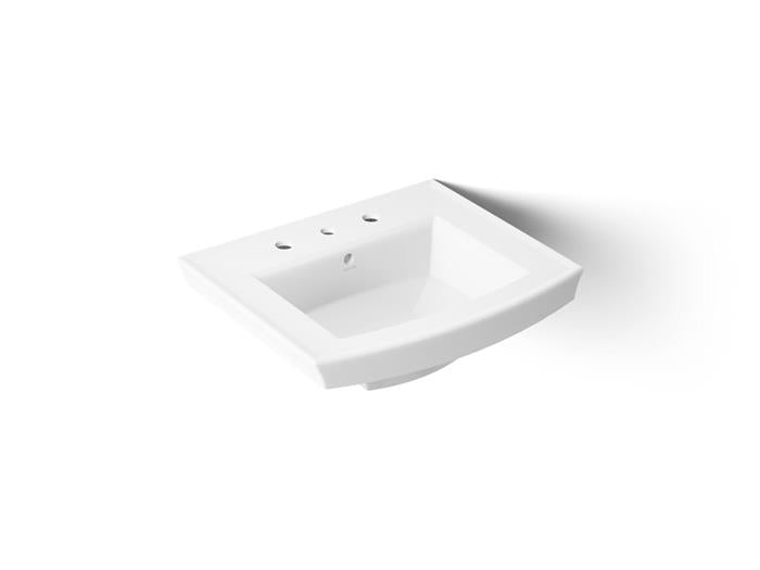 Kohler - Archer 24 Inch Rectangular Pedestal Basin Only - 8 Cc Holes