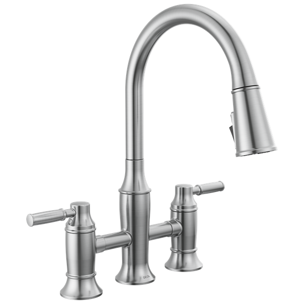 Delta - Renaldi Two Handle Pull-Down Bridge Kitchen Faucet
