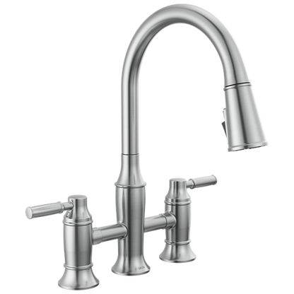 Delta - Renaldi Two Handle Pull-Down Bridge Kitchen Faucet