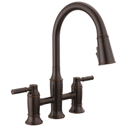 Delta - Renaldi Two Handle Pull-Down Bridge Kitchen Faucet