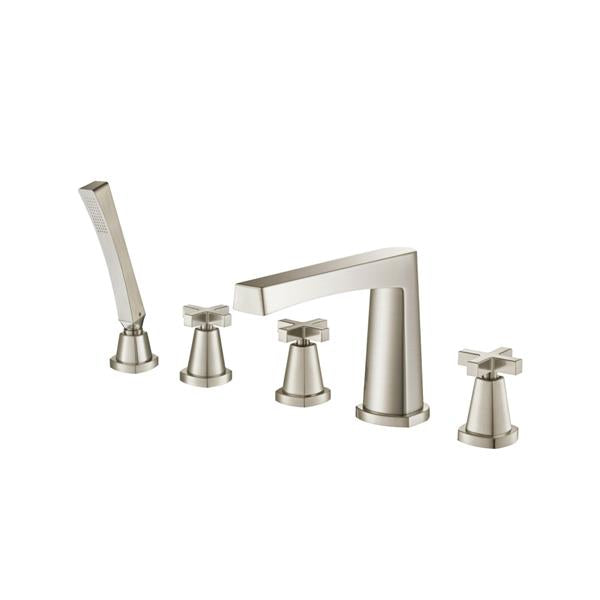 Flusso - Five Hole Deck Mounted Roman Tub Faucet With Hand Shower