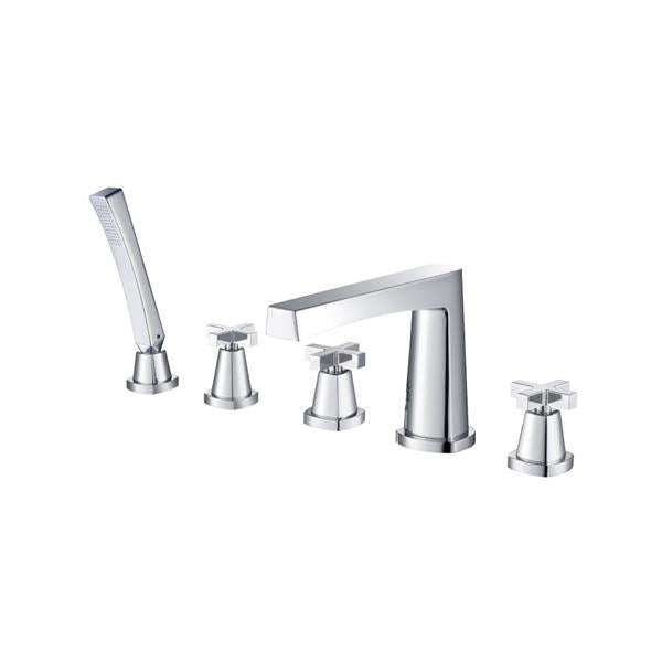 Flusso - Five Hole Deck Mounted Roman Tub Faucet With Hand Shower