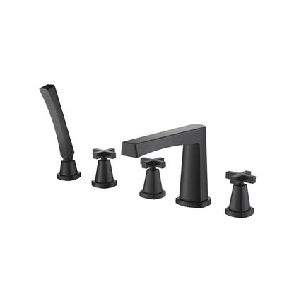 Flusso - Five Hole Deck Mounted Roman Tub Faucet With Hand Shower