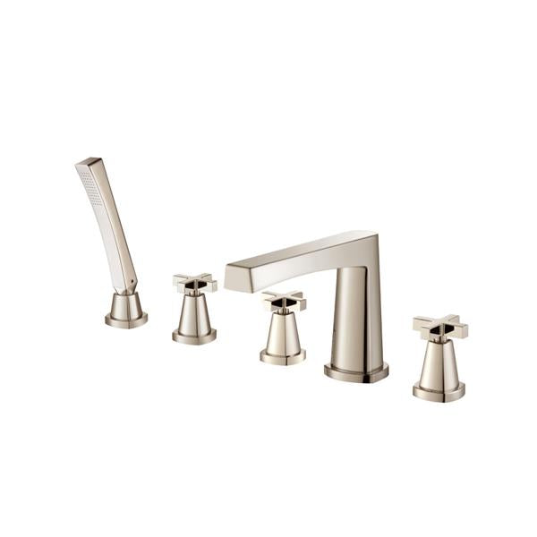 Flusso - Five Hole Deck Mounted Roman Tub Faucet With Hand Shower