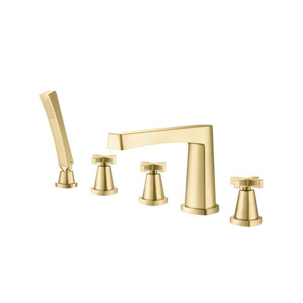 Flusso - Five Hole Deck Mounted Roman Tub Faucet With Hand Shower