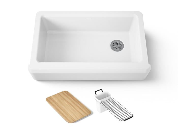 Kohler - Riverby 35-3/4 Inch Undermount Single-Bowl Farmhouse Workstation Kitchen Sink