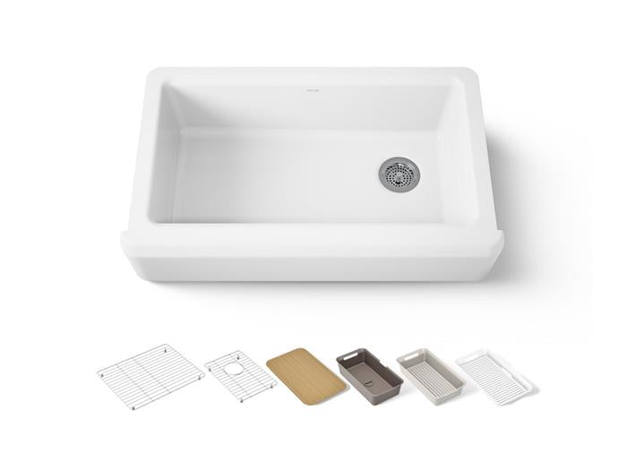 Kohler - Riverby 35-3/4 Inch Undermount Single-Bowl Farmhouse Workstation Kitchen Sink