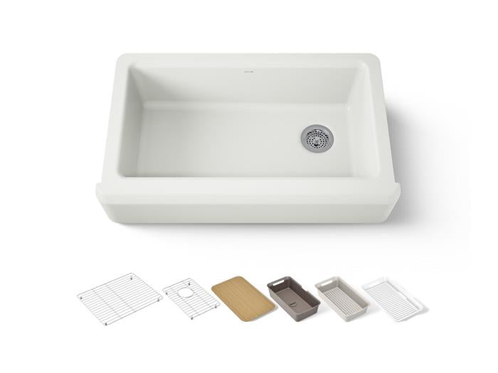 Kohler - Riverby 35-3/4 Inch Undermount Single-Bowl Farmhouse Workstation Kitchen Sink
