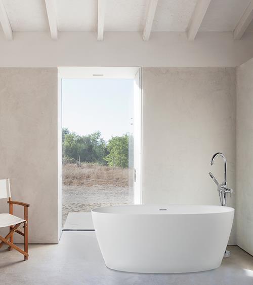 MTI - Elena Sculpturestone Freestanding Bathtub Rolled Rim (58X32)