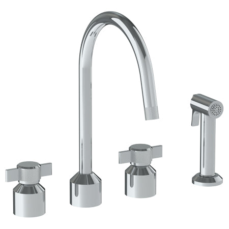 Watermark - Urbane Deck Mounted 4 Hole Kitchen Set With Gooseneck Spout - Includes Side Spray