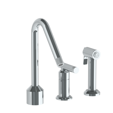 Watermark - Urbane Deck Mounted 3 Hole Kitchen Set With Angled Spout - Includes Side Spray
