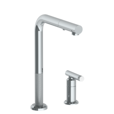 Watermark - Urbane Deck Mounted 2 Hole Square Top Kitchen Faucet with Pull Out Spray