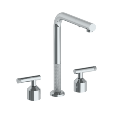 Watermark - Urbane Deck Mounted 3 Hole Square Top Kitchen Faucet with Pull Out Spray