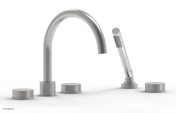 Phylrich - Circ Deck Tub Set with Hand Shower High Spout - Round Handles