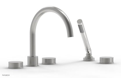 Phylrich - Circ Deck Tub Set with Hand Shower High Spout - Round Handles
