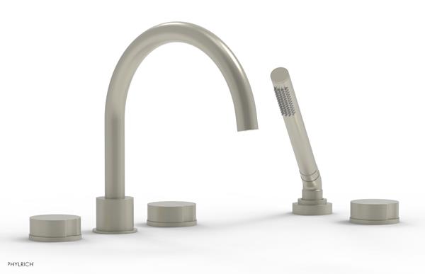 Phylrich - Circ Deck Tub Set with Hand Shower High Spout - Round Handles
