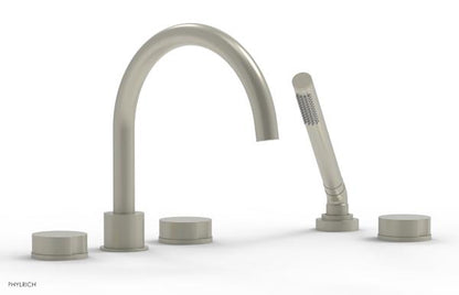 Phylrich - Circ Deck Tub Set with Hand Shower High Spout - Round Handles