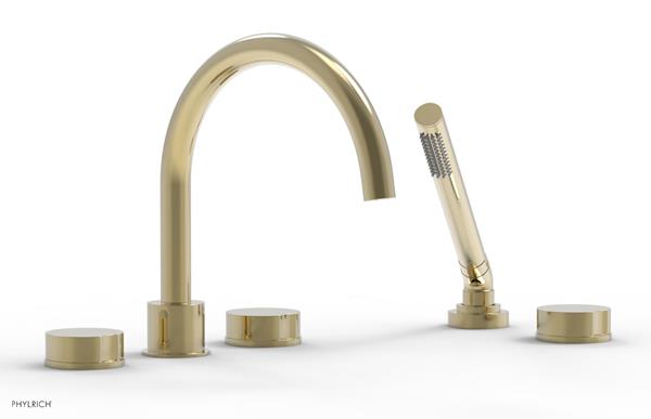 Phylrich - Circ Deck Tub Set with Hand Shower High Spout - Round Handles