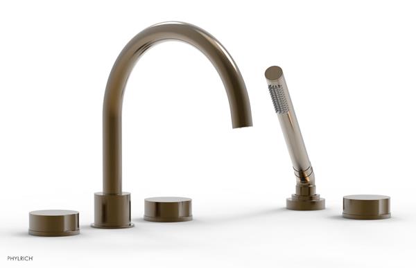 Phylrich - Circ Deck Tub Set with Hand Shower High Spout - Round Handles