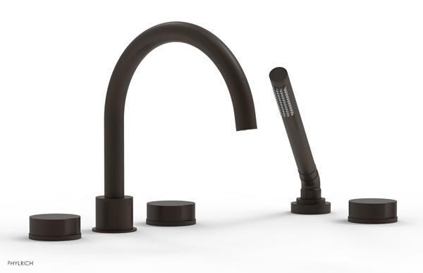 Phylrich - Circ Deck Tub Set with Hand Shower High Spout - Round Handles