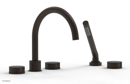 Phylrich - Circ Deck Tub Set with Hand Shower High Spout - Round Handles