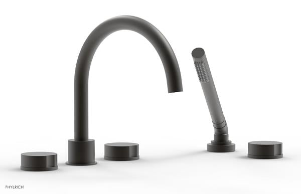 Phylrich - Circ Deck Tub Set with Hand Shower High Spout - Round Handles