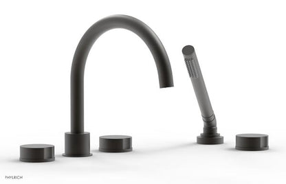 Phylrich - Circ Deck Tub Set with Hand Shower High Spout - Round Handles