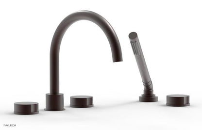 Phylrich - Circ Deck Tub Set with Hand Shower High Spout - Round Handles