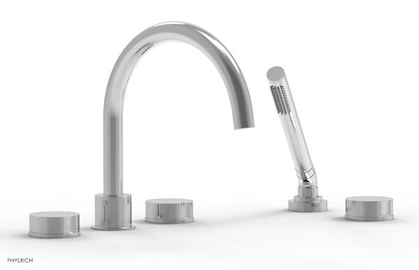 Phylrich - Circ Deck Tub Set with Hand Shower High Spout - Round Handles