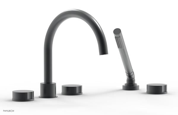 Phylrich - Circ Deck Tub Set with Hand Shower High Spout - Round Handles