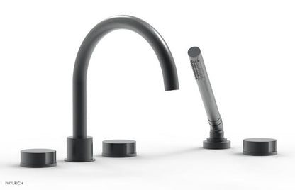 Phylrich - Circ Deck Tub Set with Hand Shower High Spout - Round Handles