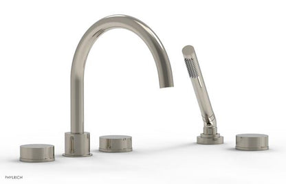 Phylrich - Circ Deck Tub Set with Hand Shower High Spout - Round Handles
