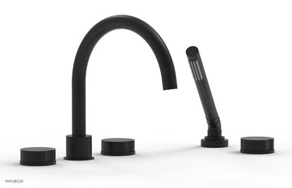 Phylrich - Circ Deck Tub Set with Hand Shower High Spout - Round Handles