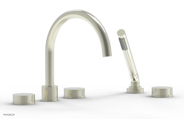 Phylrich - Circ Deck Tub Set with Hand Shower High Spout - Round Handles