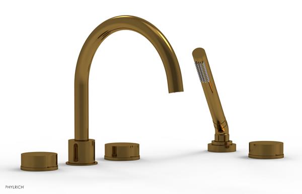 Phylrich - Circ Deck Tub Set with Hand Shower High Spout - Round Handles