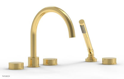 Phylrich - Circ Deck Tub Set with Hand Shower High Spout - Round Handles