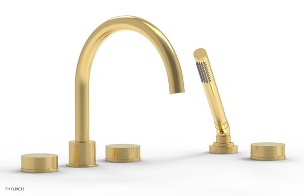 Phylrich - Circ Deck Tub Set with Hand Shower High Spout - Round Handles