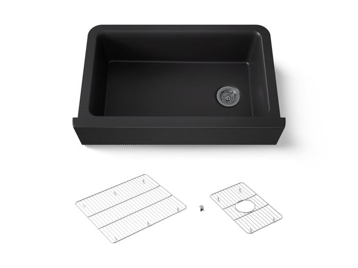 Kohler - Cairn 34 Inch Undermount Single-Bowl Farmhouse Kitchen Sink With Fluted Design