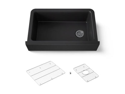 Kohler - Cairn 34 Inch Undermount Single-Bowl Farmhouse Kitchen Sink With Fluted Design