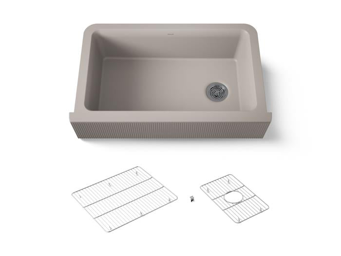 Kohler - Cairn 34 Inch Undermount Single-Bowl Farmhouse Kitchen Sink With Fluted Design