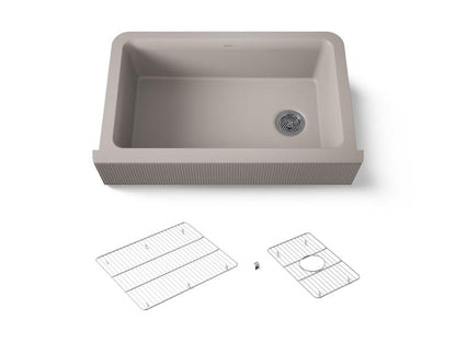 Kohler - Cairn 34 Inch Undermount Single-Bowl Farmhouse Kitchen Sink With Fluted Design