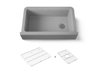 Kohler - Cairn 34 Inch Undermount Single-Bowl Farmhouse Kitchen Sink With Fluted Design