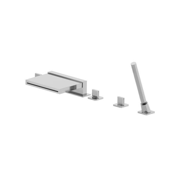 Flusso - Five Hole Deck Mounted Cascade Flow Roman Tub Faucet With Hand Shower