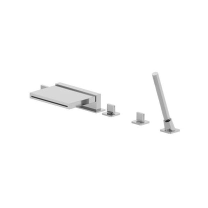 Flusso - Five Hole Deck Mounted Cascade Flow Roman Tub Faucet With Hand Shower