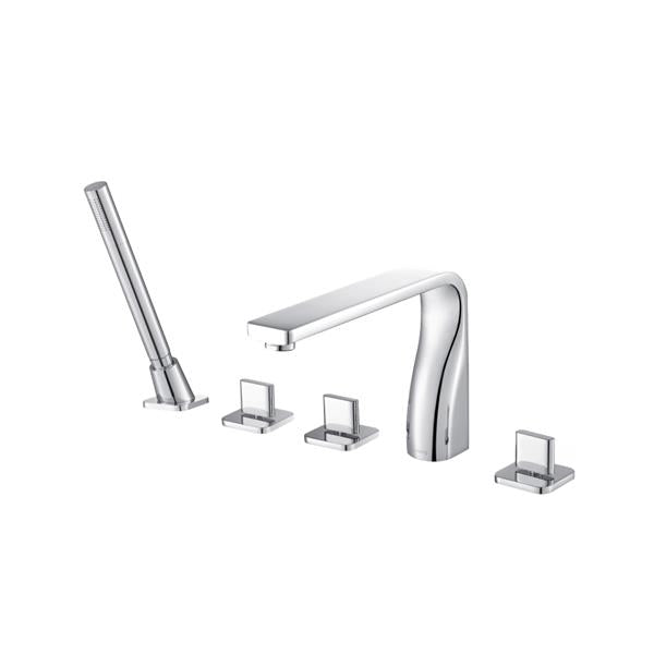 Flusso - Five Hole Deck Mounted Roman Tub Faucet With Hand Shower