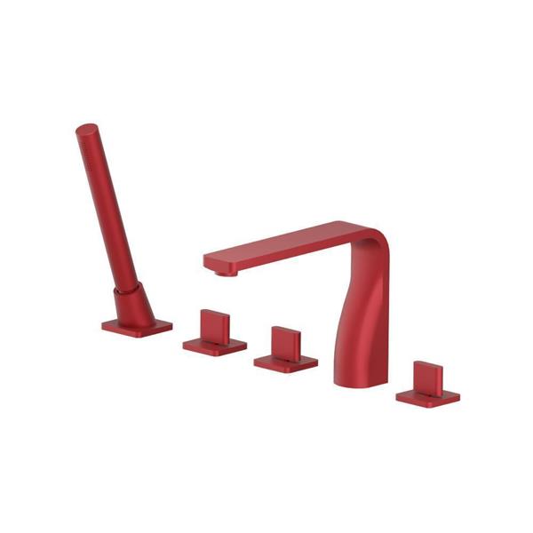 Flusso - Five Hole Deck Mounted Roman Tub Faucet With Hand Shower