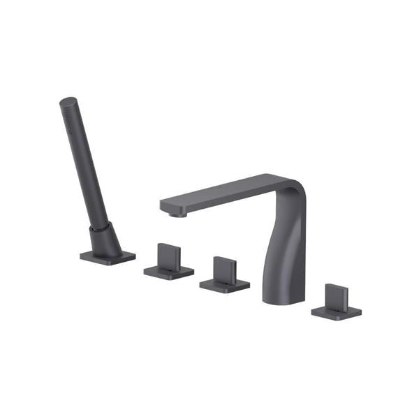 Flusso - Five Hole Deck Mounted Roman Tub Faucet With Hand Shower